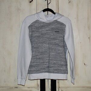 Calvin Klein Men's Heather gray and white long sleeve hooded sweatshirt size S